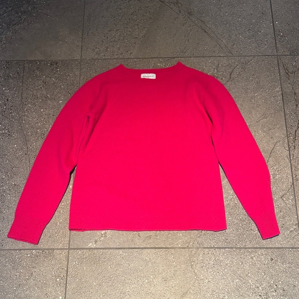 Bright Pink Crewneck cashmere and merino wool Sweater Bianco & blu